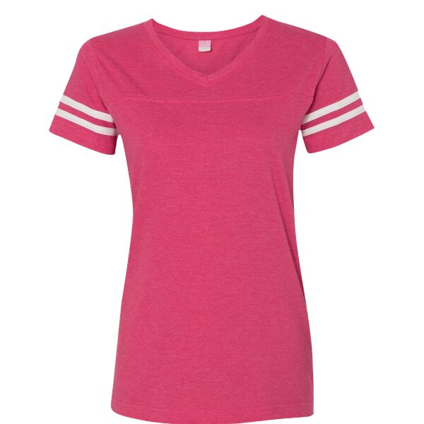 B3R Women's Football V-Neck Fine Jersey Tee Thumbnail