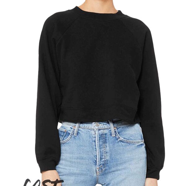 B3RP Women's Crop Raglan Fleece Crewneck Sweatshirt Thumbnail